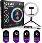 10.2" RGB LED Ring Light with Adjustable Tripod Stand and Phone Holder