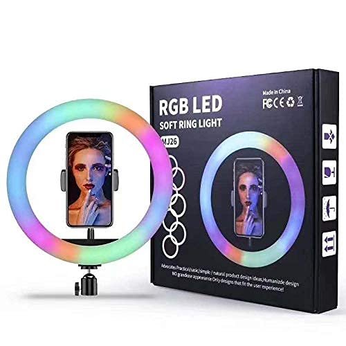 10.2" RGB LED Ring Light with Adjustable Tripod Stand and Phone Holder