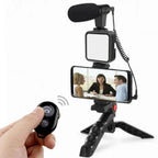 Pro Vlogging Kit with Tripod, Microphone and LED Light