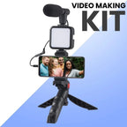 Pro Vlogging Kit with Tripod, Microphone and LED Light