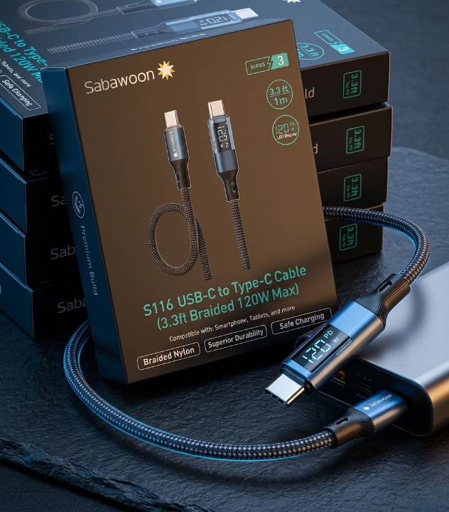 120W USB-C Fast Charging Cable with Digital Display