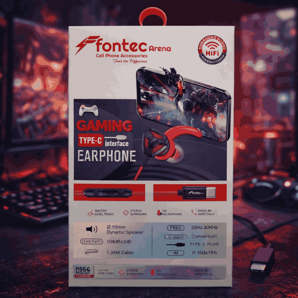 Fontec Arena Type-C Gaming Earphones with Detachable Mic