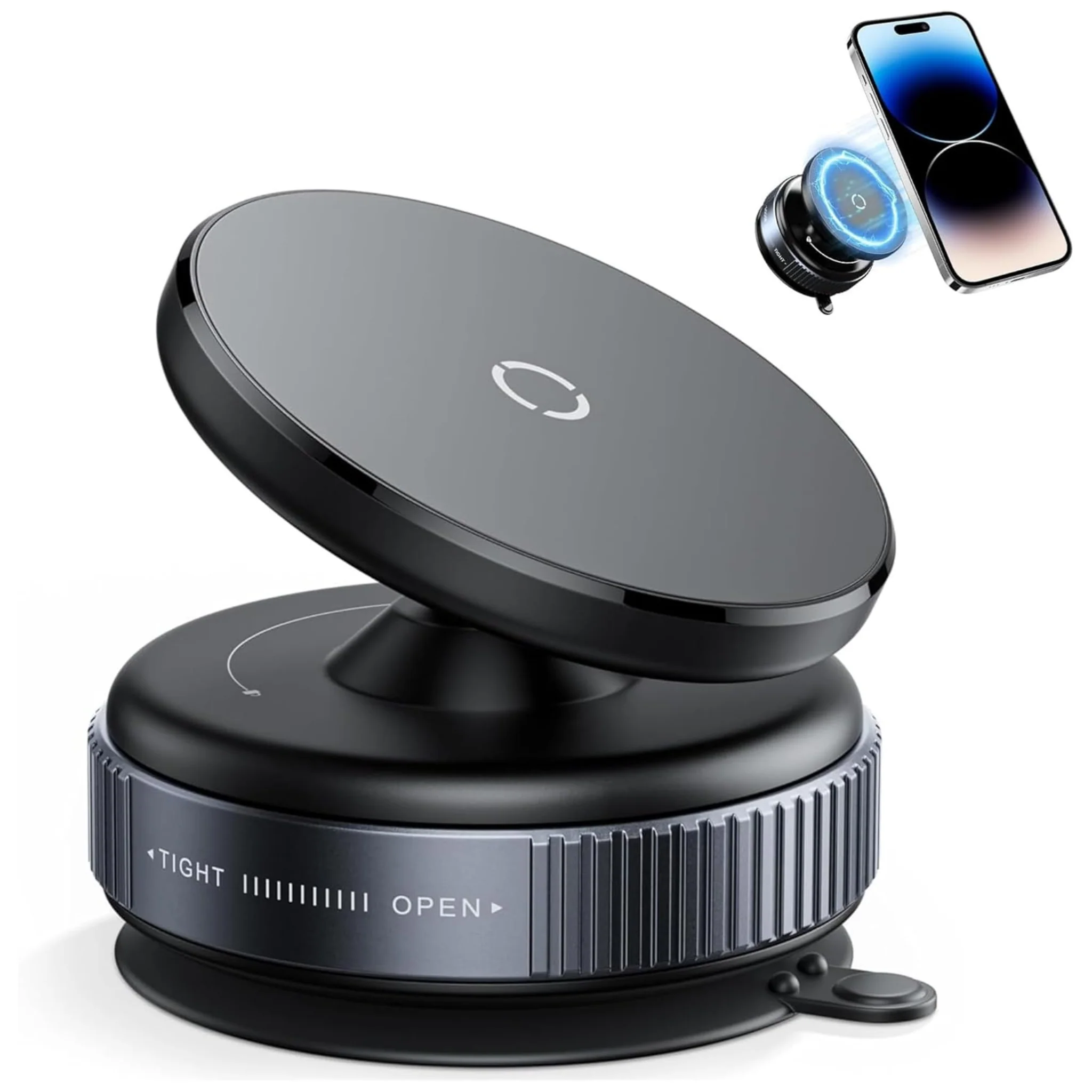 360° Vacuum Magnetic Car Phone Mount with Suction Cup