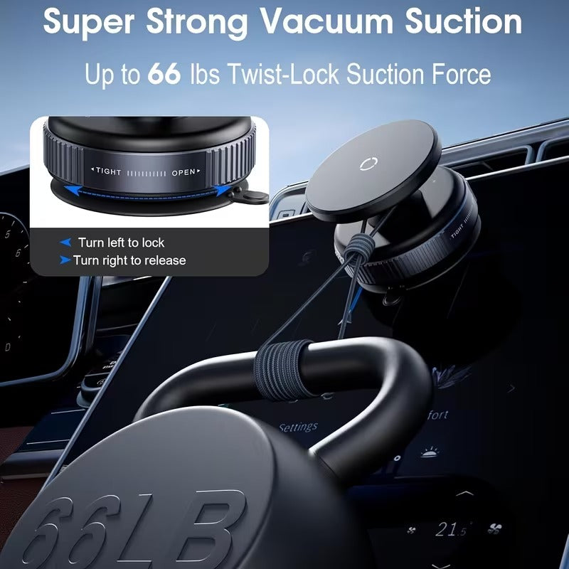360° Vacuum Magnetic Car Phone Mount with Suction Cup