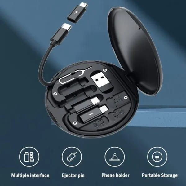 5 in 1 data cable storage box open view with cables Pakistan