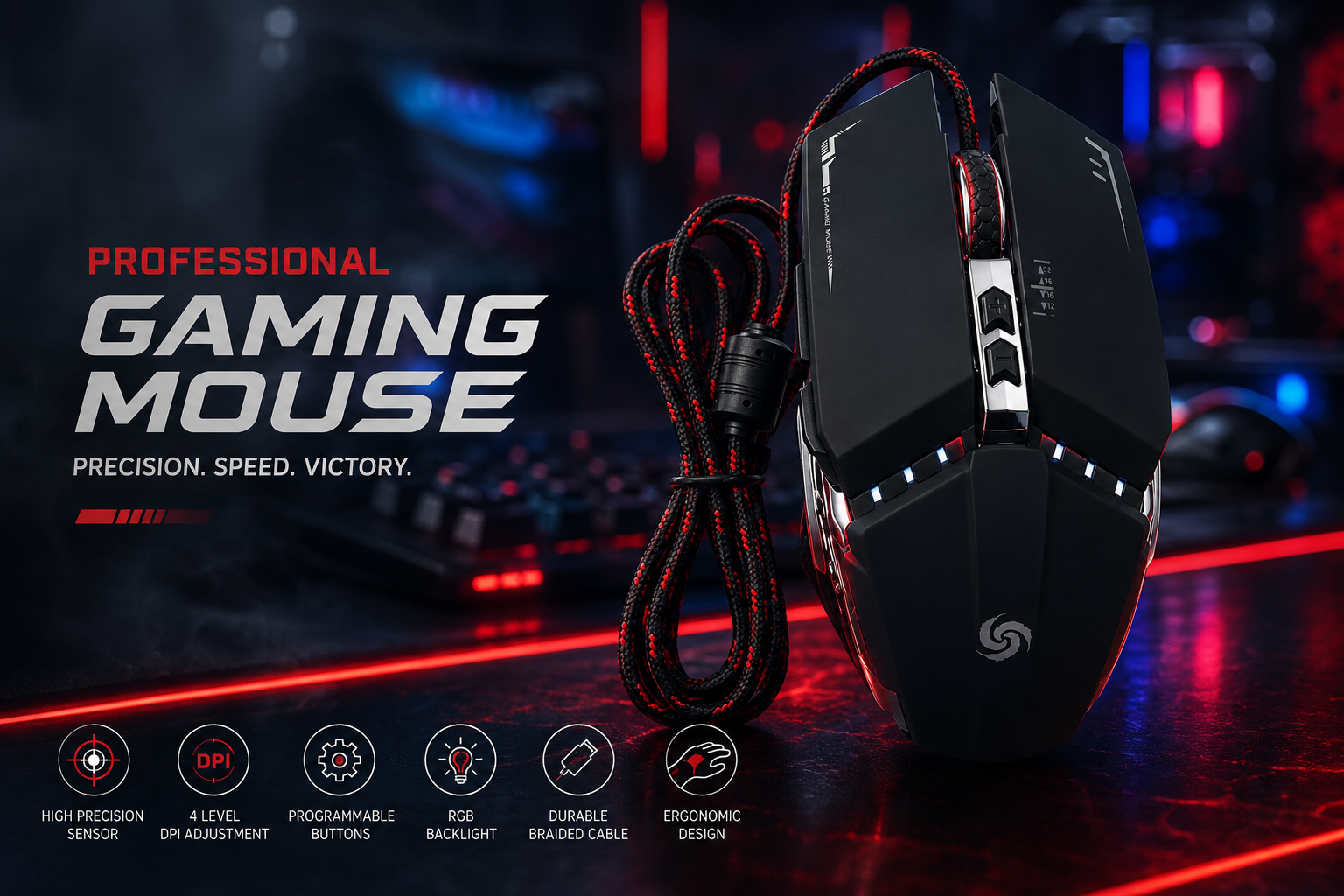 RGB Gaming Mouse with Colorful LED Backlight for PC and Laptop