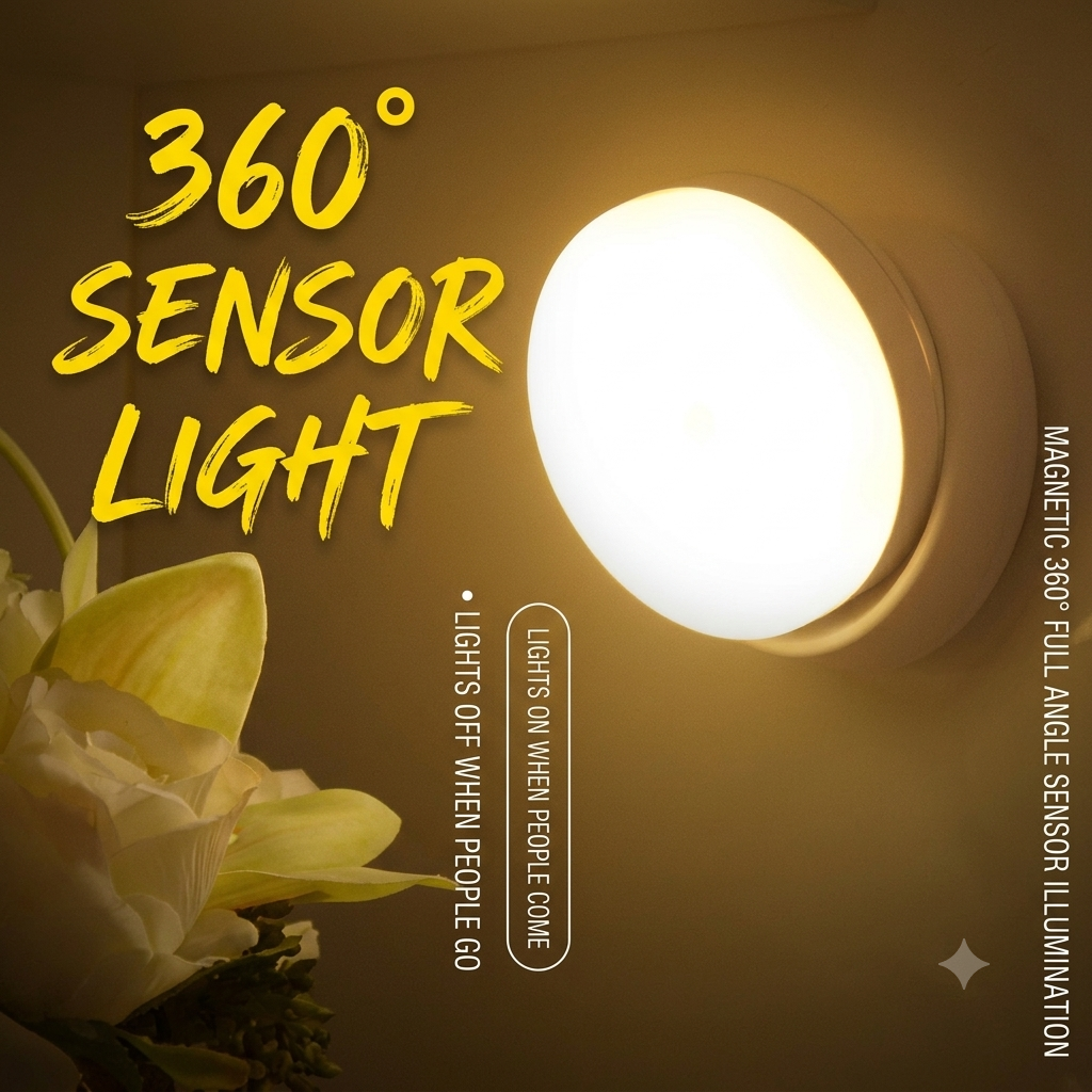 360° Magnetic Motion Sensor Light | Auto On/Off | Energy Saving | Home & Cabinet Light Pakistan