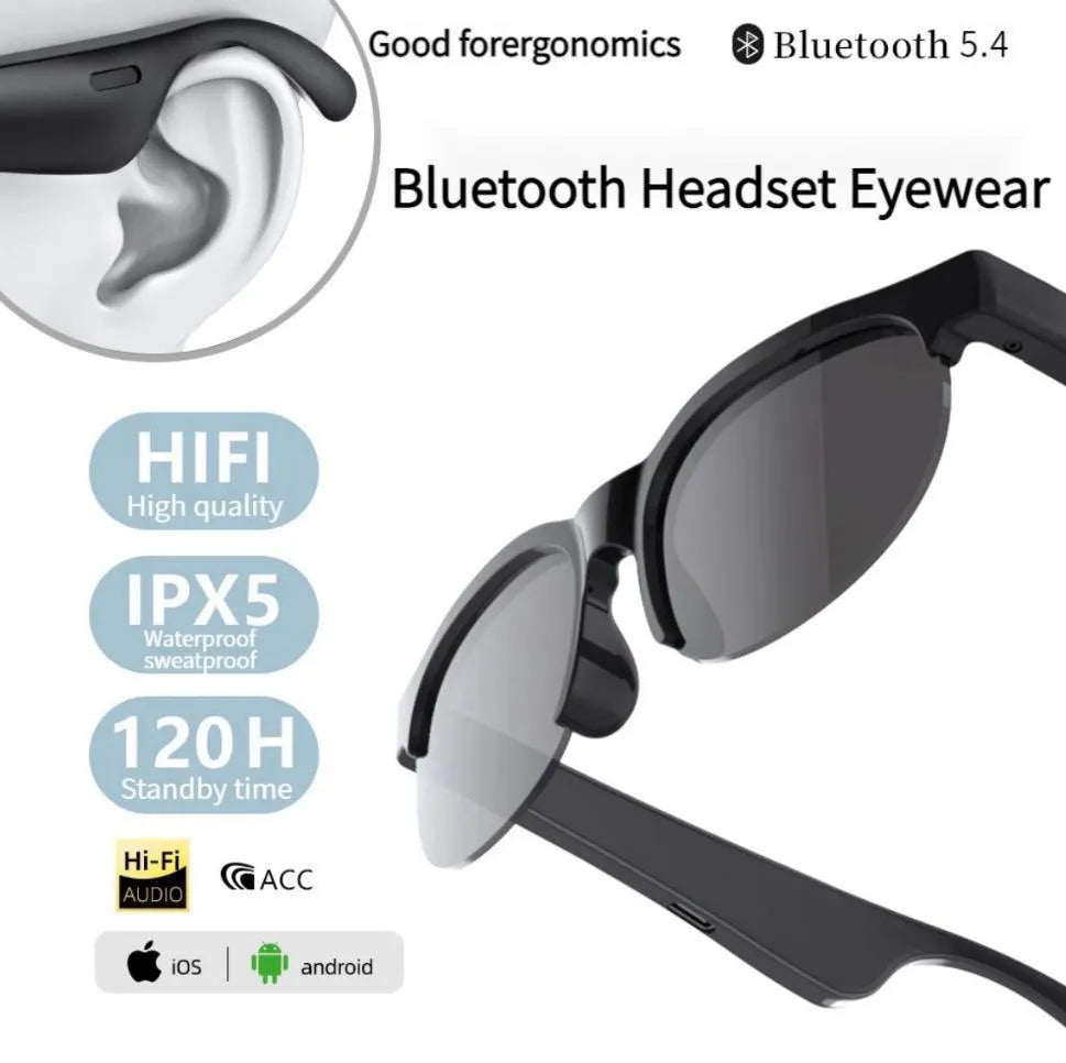 Intelligent Bluetooth Glasses Black | Long Range Audio Gaming Glasses