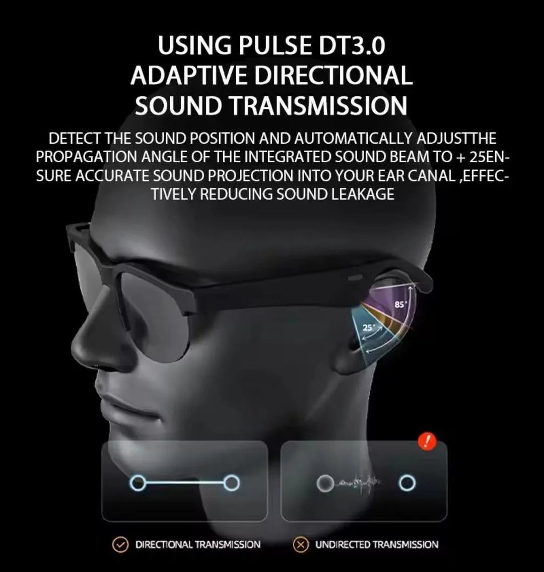 Intelligent Bluetooth Glasses Black | Long Range Audio Gaming Glasses