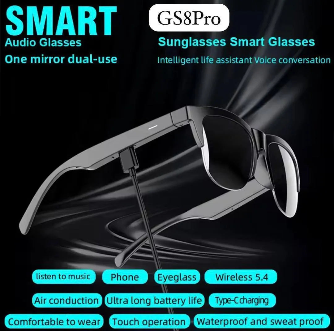 Intelligent Bluetooth Glasses Black | Long Range Audio Gaming Glasses