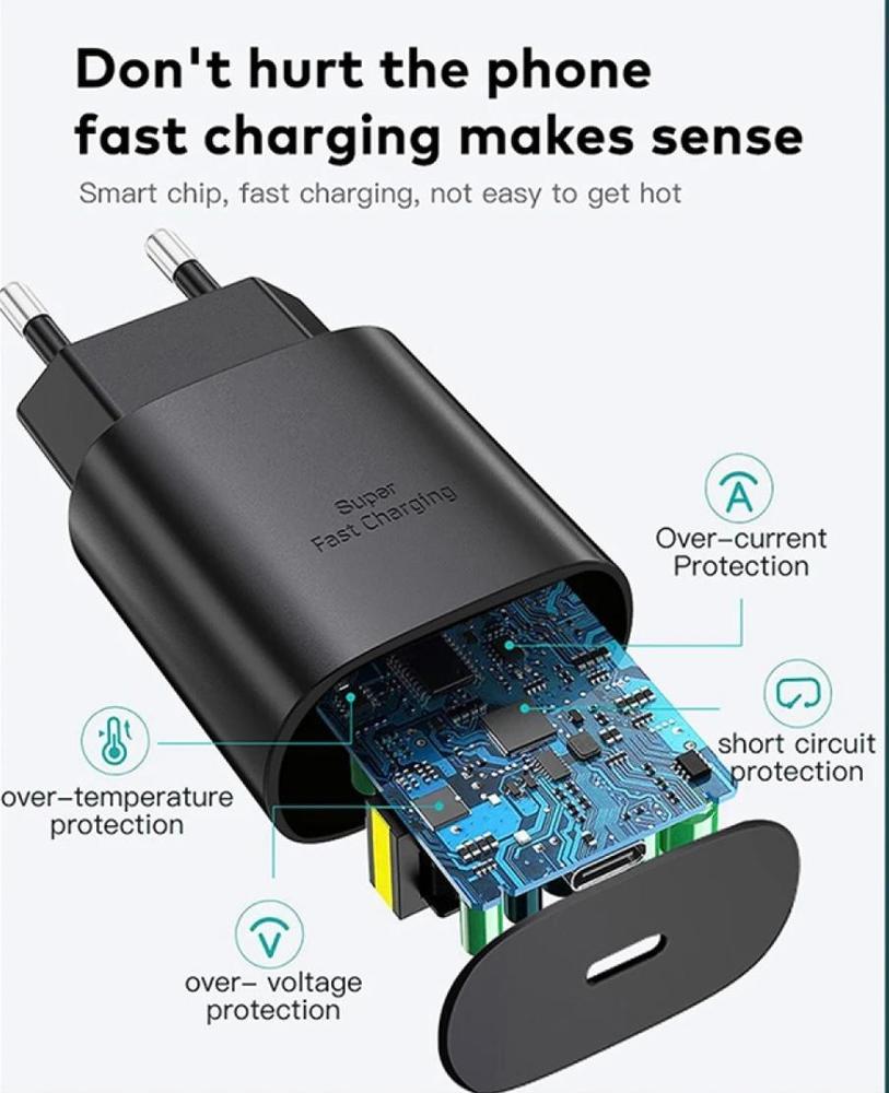 25W PD USB-C Fast Charger Adapter with Type-C Cable