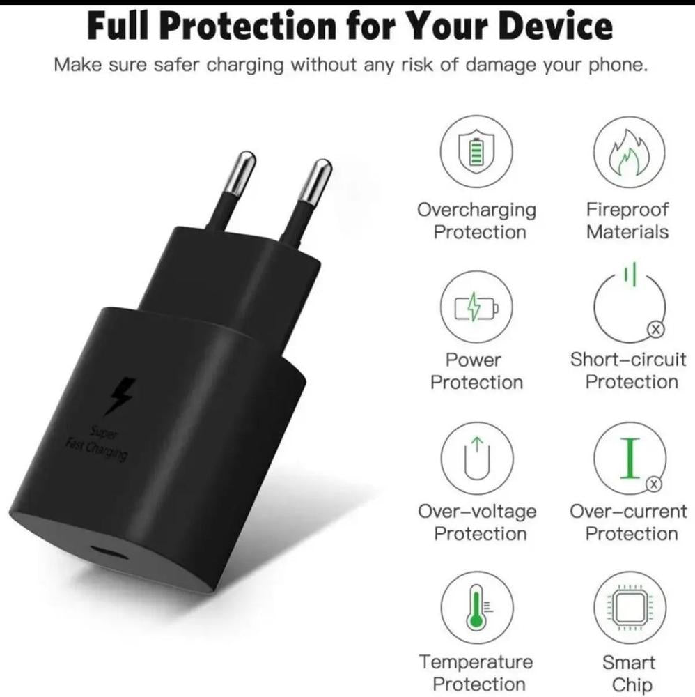 25W PD USB-C Fast Charger Adapter with Type-C Cable