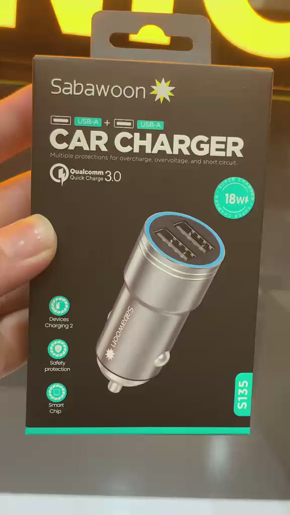 Sabawoon 18W Dual USB Fast Car Charger