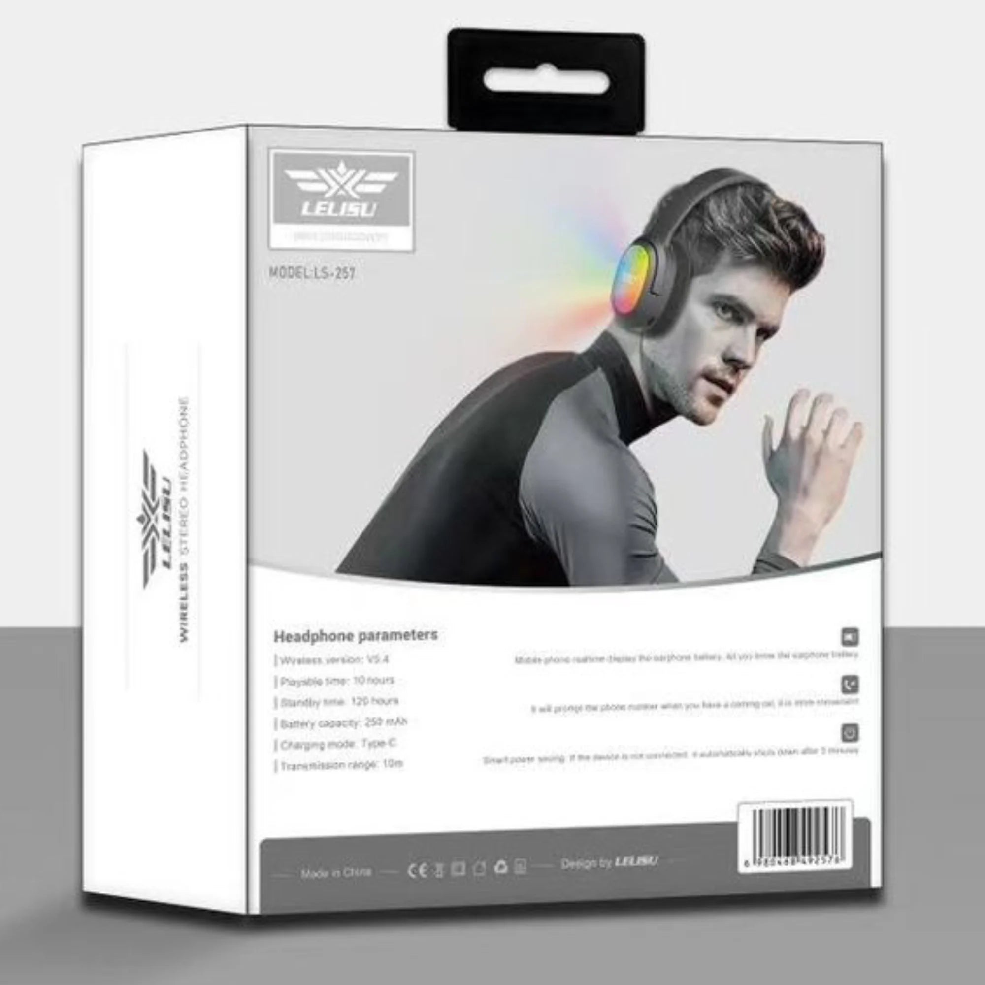 Lelisu LS-257 headphones box back technical specifications Bluetooth 5.4